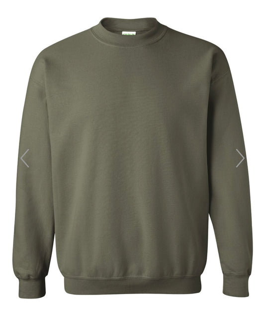 2X MILITARY GREEN GILDAN-HEAVY BLEND CREWNECK SWEATSHIRT