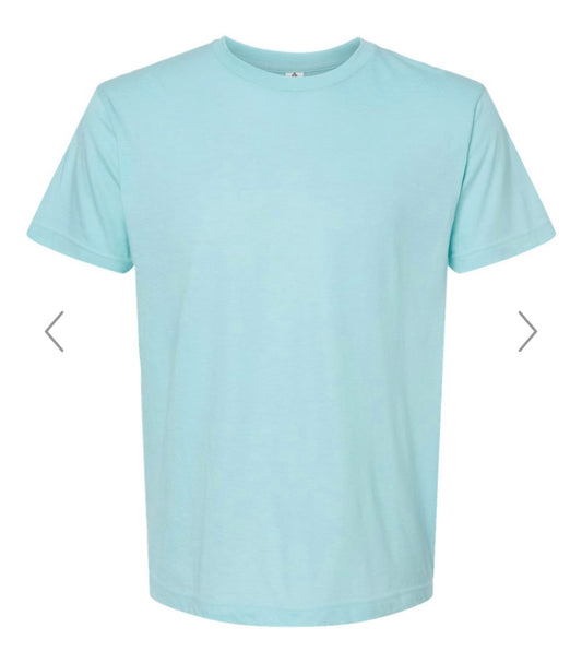 LARGE HEATHER PURIST BLUE TULTEX FINE JERSEY T-SHIRT - 202
