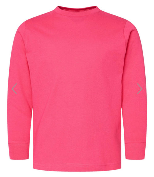 YOUTH SMALL HOT PINK LAT - YOUTH FINE JERSEY LONG SLEEVE TEE - 6201
