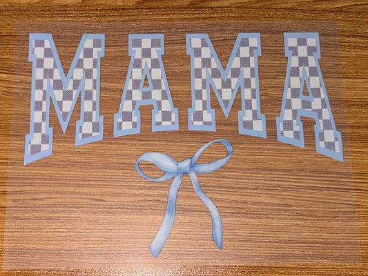 MAMA LIGHT BLUE CHECKERED WITH BOW PRINT