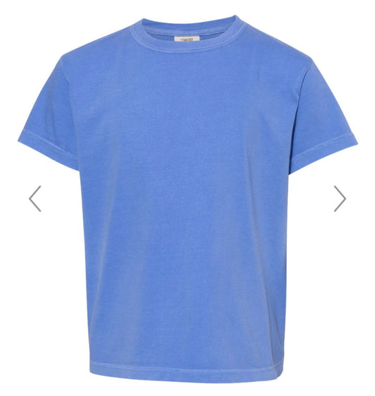 YOUTH SMALL FLO BLUE COMFORT COLORS - GARMENT-DYED YOUTH HEAVYWEIGHT T-SHIRT - 9018