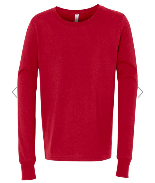 YOUTH LARGE RED BELLA + CANVAS - YOUTH JERSEY LONG SLEEVE TEE - 3501Y