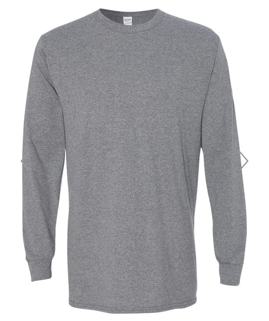 3X GRAPHITE HEATHER GILDAN HEAVY COTTON LONG SLEEVE T-SHIRT - 5400