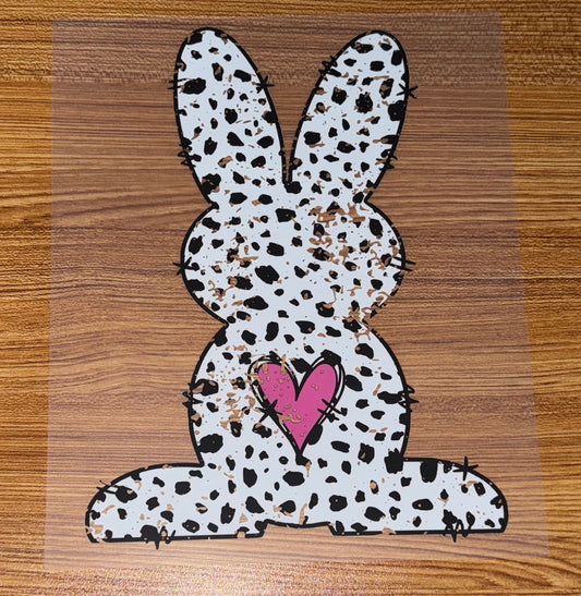BLACK AND WHITE DISTRESSED BUNNY PRINT