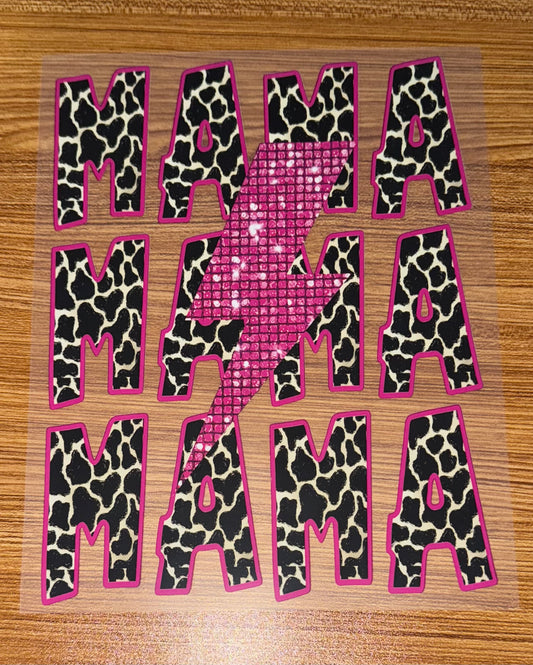 MAMA STACK PINK GLITTER BOLT PRINT