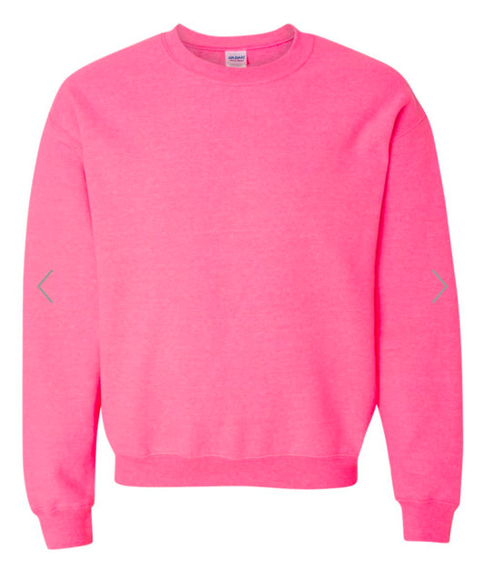 LARGE SAFETY PINK GILDAN-HEAVY BLEND CREWNECK SWEATSHIRT