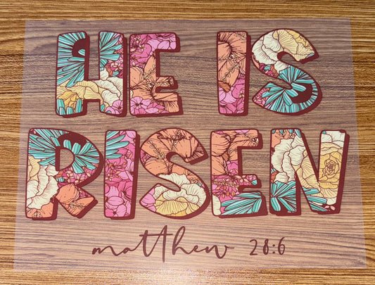 HE IS RISEN FLORAL WORDS PRINT