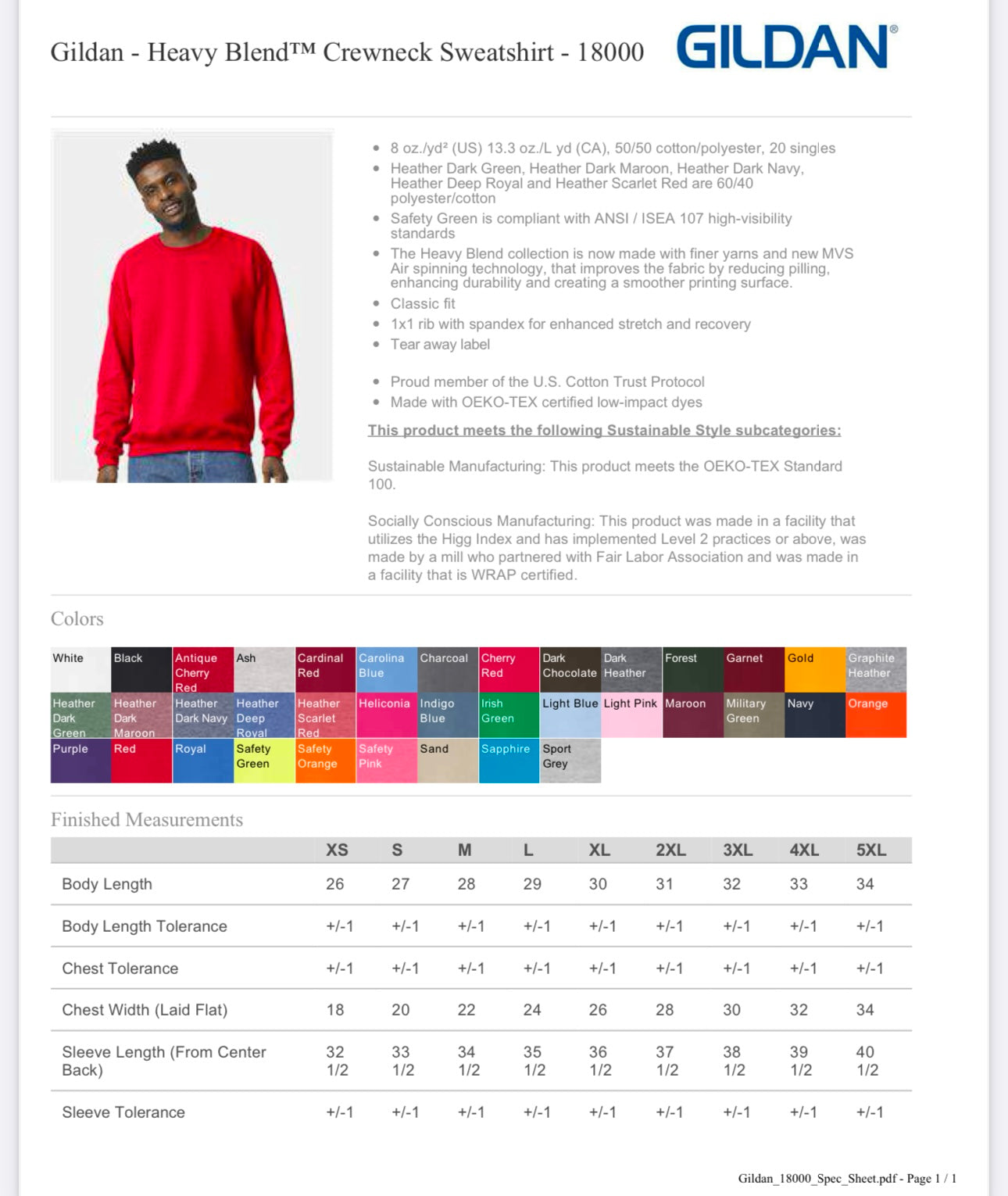 MEDIUM ROYAL GILDAN-HEAVY BLEND CREWNECK SWEATSHIRT - 18000