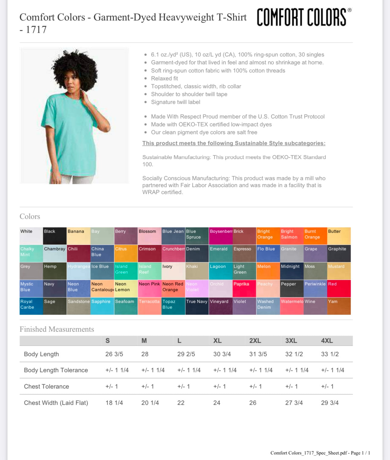 XL ESPRESSO COMFORT COLORS-GARMENT-DYED HEAVYWEIGHT T-SHIRT-1717