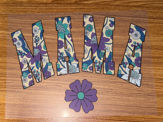 MAMA BLUE AND PURPLE FLORAL PRINT