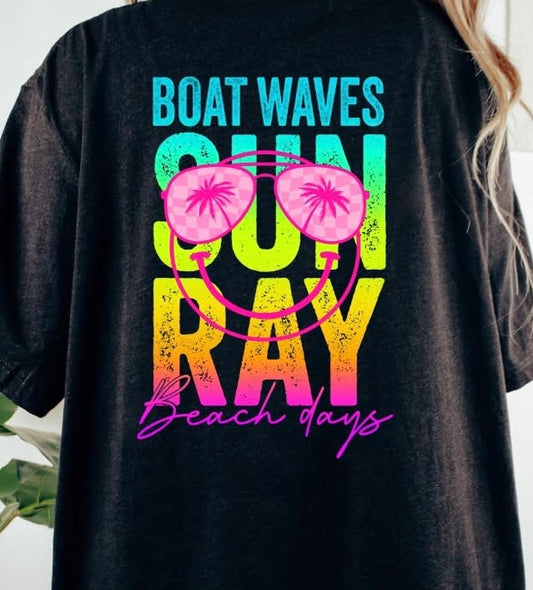 BOAT WAVES SUN RAY BEACH DAYS PRINT