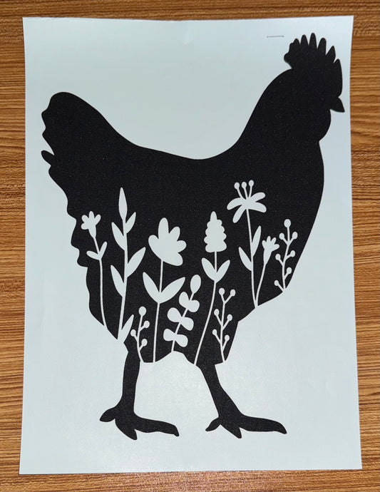 CHICKEN FLORAL BLACK PRINT
