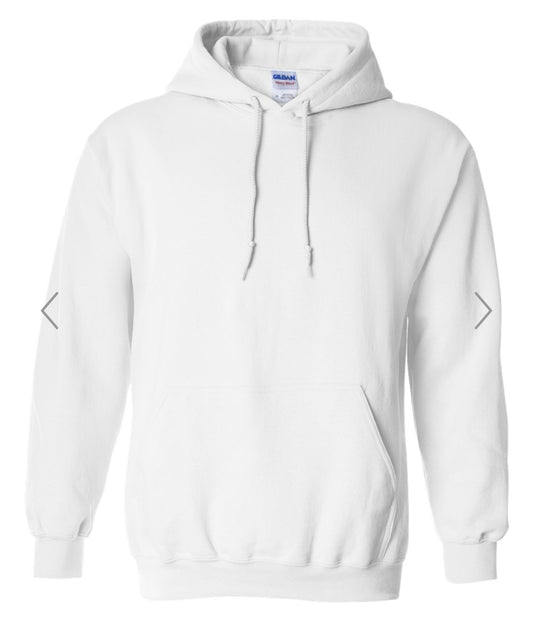 SMALL WHITE GILDAN - HEAVY BLEND HOODED SWEATSHIRT - 18500