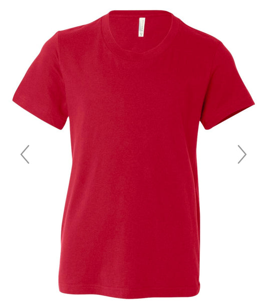 YOUTH SMALL RED BELLA + CANVAS - YOUTH JERSEY TEE - 3001Y