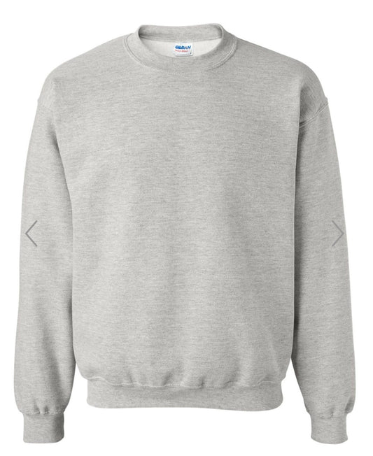 LARGE ASH GILDAN-HEAVY BLEND CREWNECK SWEATSHIRT