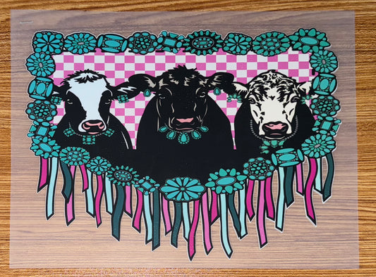 COWS WITH TURQUOISE PRINT