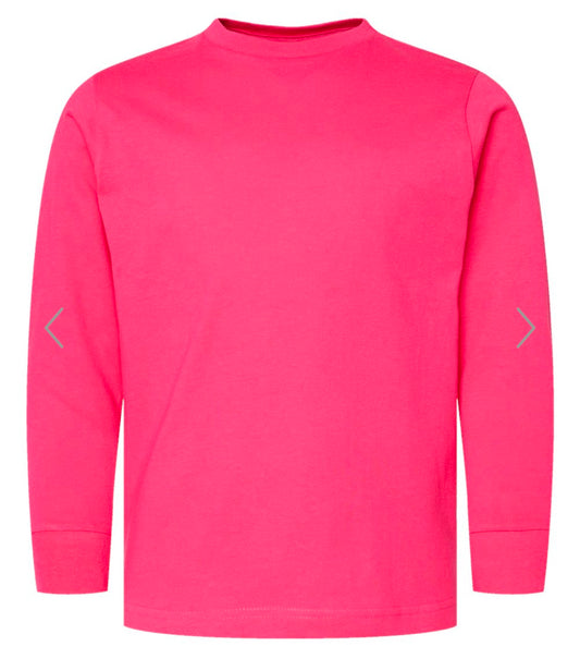 YOUTH LARGE HOT PINK LAT - YOUTH FINE JERSEY LONG SLEEVE TEE - 6201