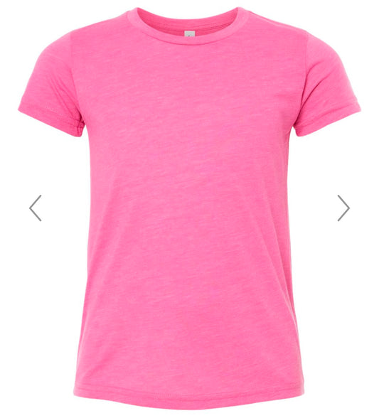 YOUTH SMALL CHARITY PINK TRIBLEND BELLA + CANVAS - YOUTH TRIBLEND TEE - 3413Y