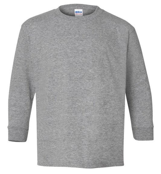 YOUTH SMALL SPORT GREY GILDAN - HEAVY COTTON YOUTH LONG SLEEVE T-SHIRT - 5400B