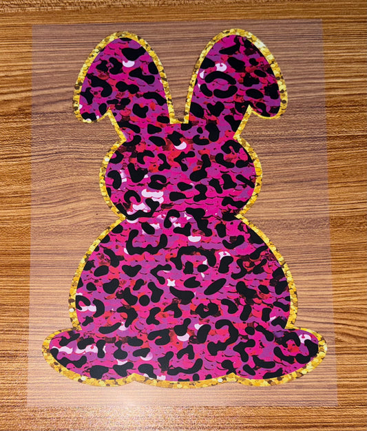 FAUX SEQUINS PINK BUNNY PRINT