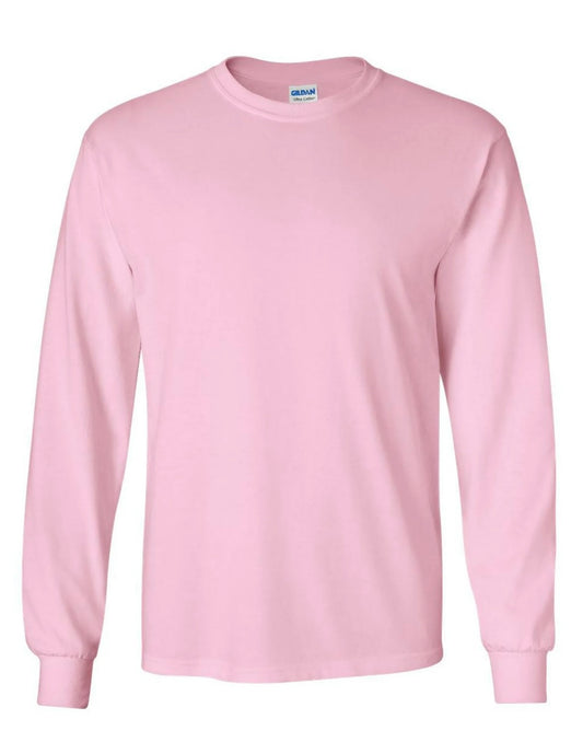 LARGE LIGHT PINK GILDAN HEAVY COTTON LONG SLEEVE T-SHIRT - 5400