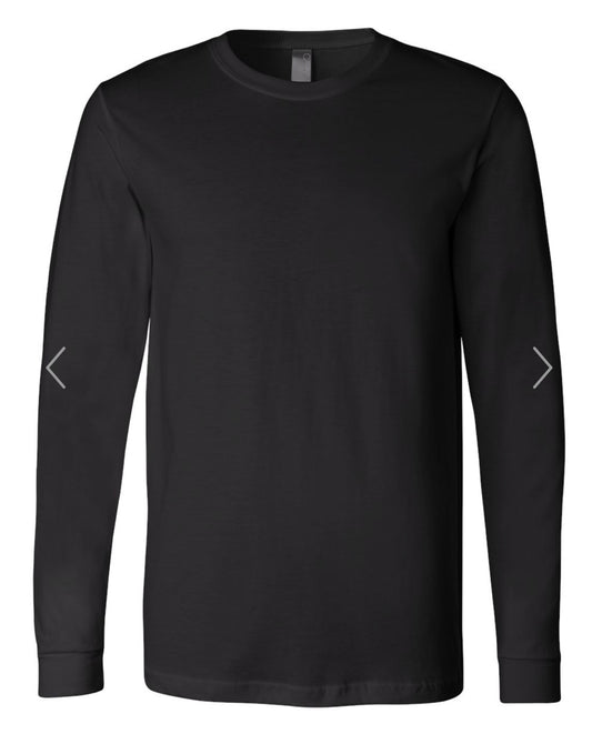 MEDIUM BLACK BELLA + CANVAS - JERSEY LONG SLEEVE TEE - 3501