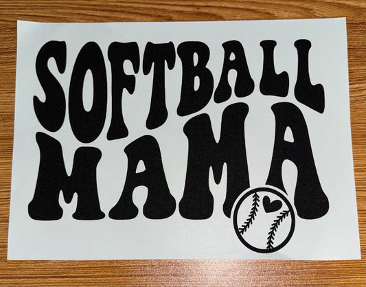 SOFTBALL MAMA WAVY FONT BLACK PRINT