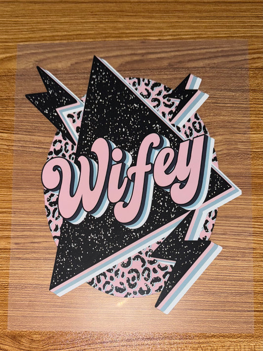 WIFEY BLACK AND LIGHT PINK RETRO PRINT