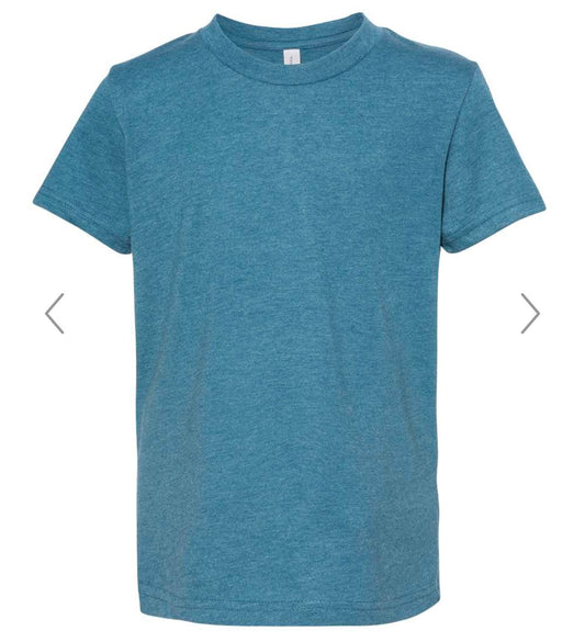 YOUTH MEDIUM HEATHER DEEP TEAL GREEN BELLA + CANVAS-YOUTH CVC JERSEY TEE-3001YCVC