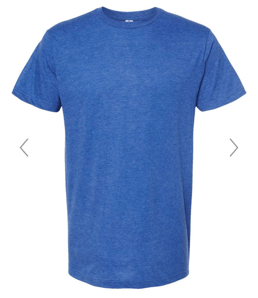2X HEATHER ROYAL TULTEX FINE JERSEY T-SHIRT - 202
