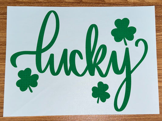GREEN LUCKY WITH SHAMROCKS PRINT