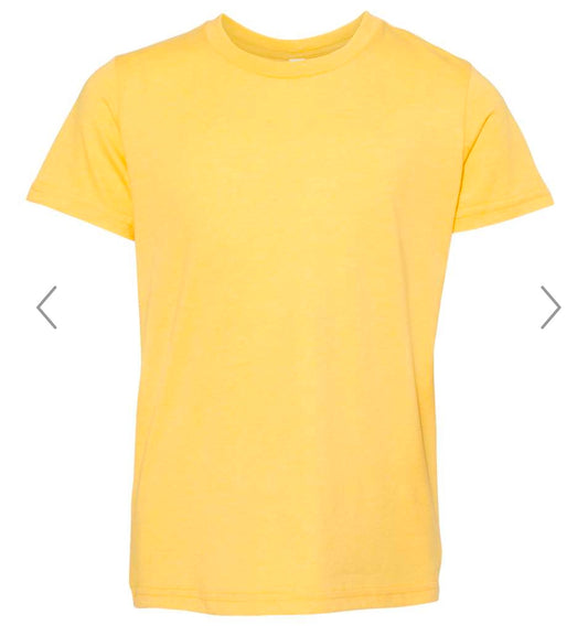 YOUTH SMALL HEATHER YELLOW GOLD BELLA + CANVAS-YOUTH CVC JERSEY TEE-3001YCVC
