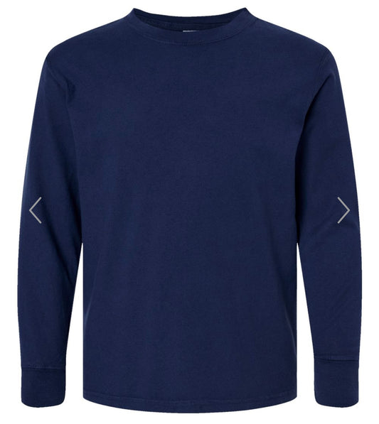 YOUTH LARGE NAVY COMFORTWASH BY HANES - GARMENT-DYED YOUTH LONG SLEEVE T-SHIRT - GDH275