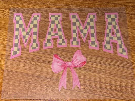 MAMA PINK CHECKERED WITH BOW PRINT