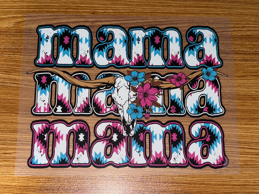 MAMA PINK AND BLUE BULL SKULL PRINT