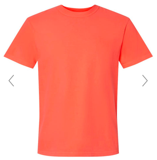 2X NEON RED ORANGE COMFORT COLORS-GARMENT-DYED HEAVYWEIGHT T-SHIRT-1717