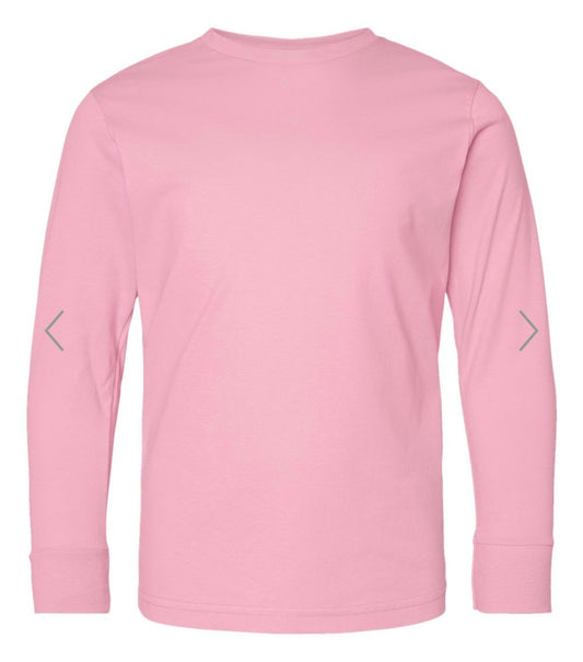 YOUTH SMALL PINK LAT - YOUTH FINE JERSEY LONG SLEEVE TEE - 6201