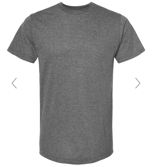 LARGE HEATHER CHARCOAL TULTEX - POLY-RICH T-SHIRT - 241