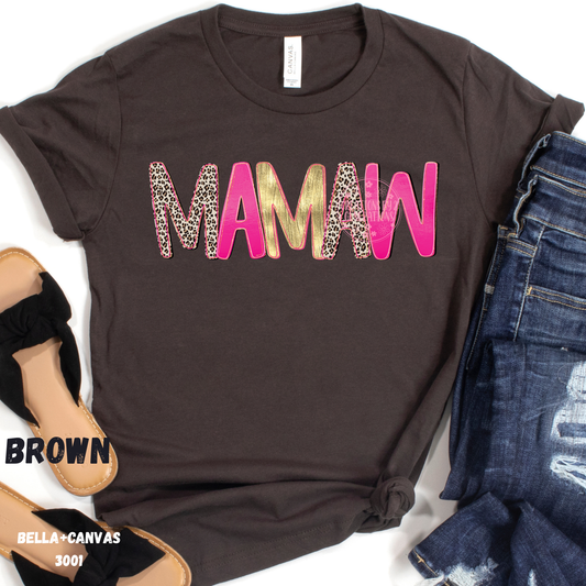 MAMAW PINK LEOPARD PREORDER BELLA+CANVAS SS