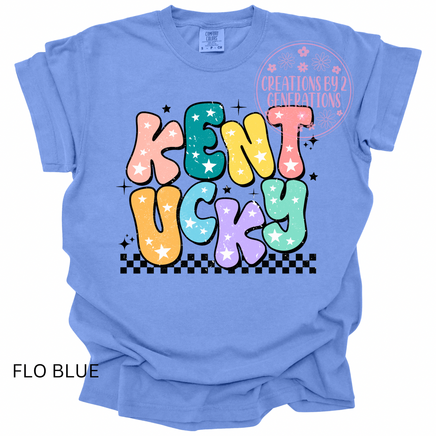 KENTUCKY MULTICOLORED STACKED DISTRESSED PRINT