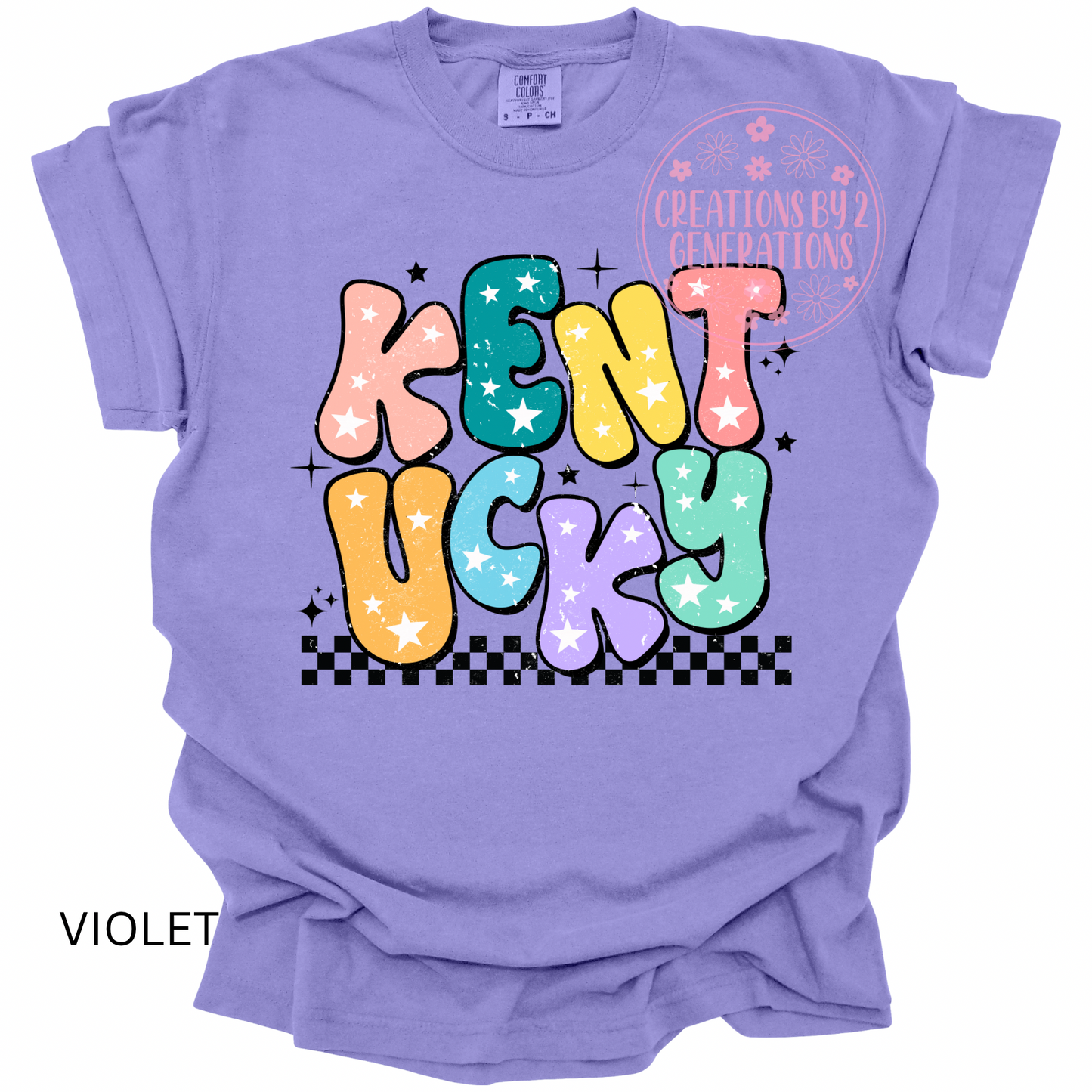 KENTUCKY MULTICOLORED STACKED DISTRESSED PRINT