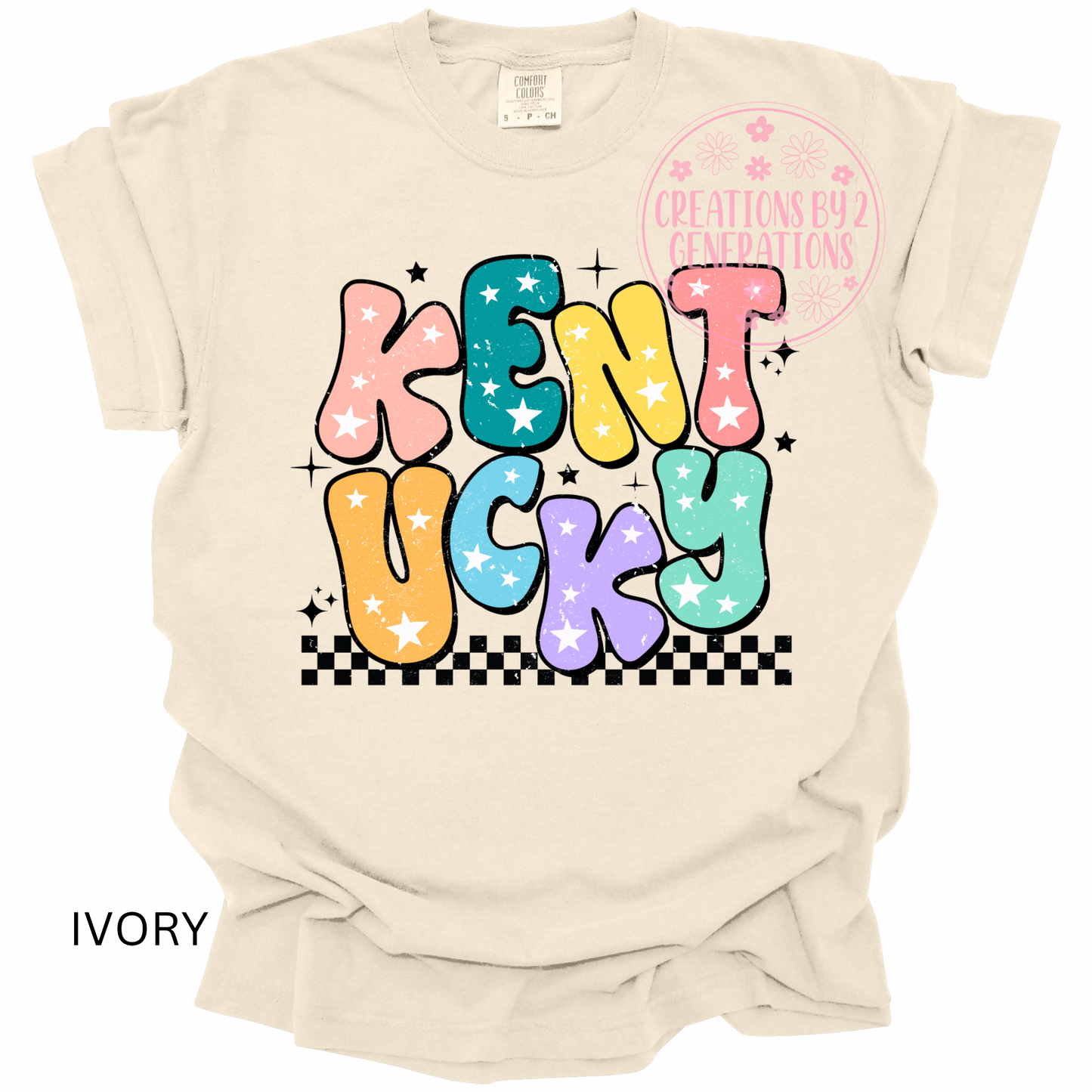KENTUCKY MULTICOLORED STACKED DISTRESSED PRINT