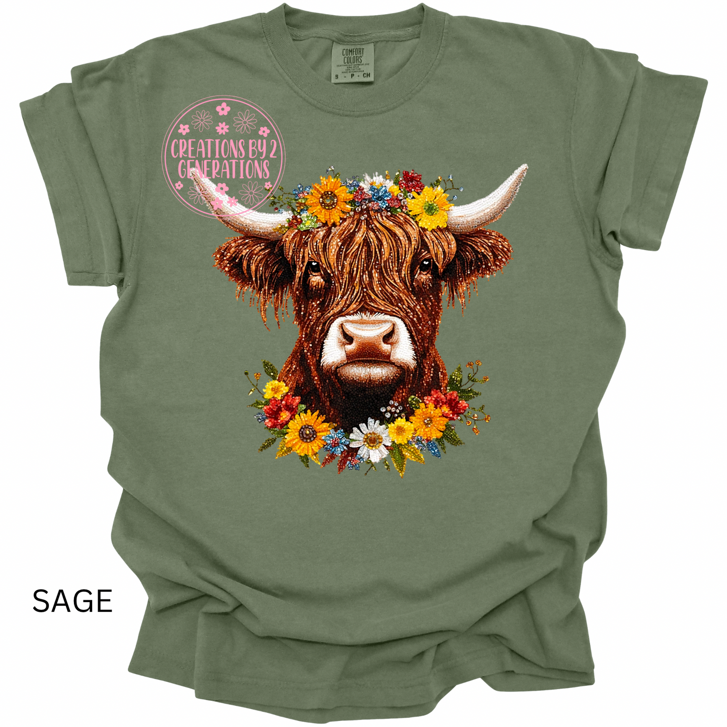 FAUX RHINESTONE FLORAL COW PRINT