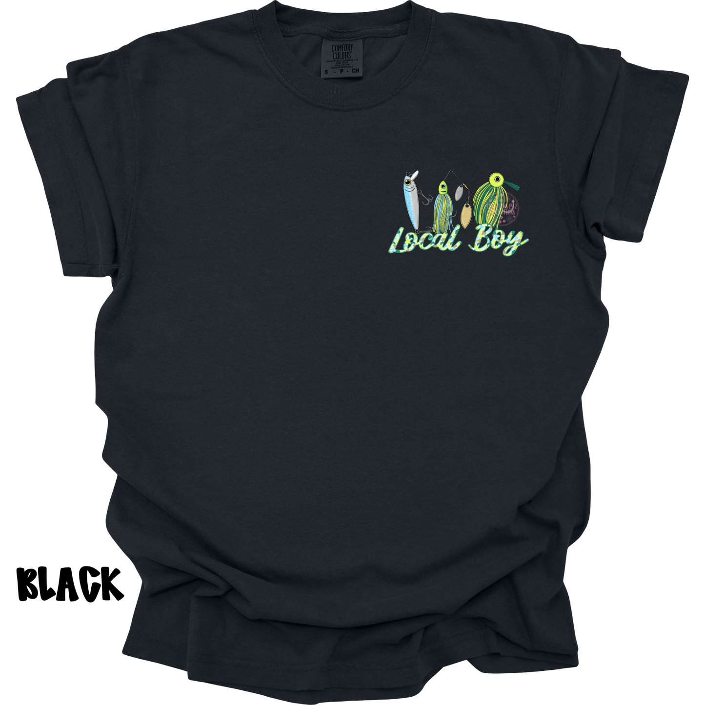 LOCAL BOY FISHING BAITS GREEN/BLUE WITH FRONT POCKET DESIGN PREORDER (YOUTH)