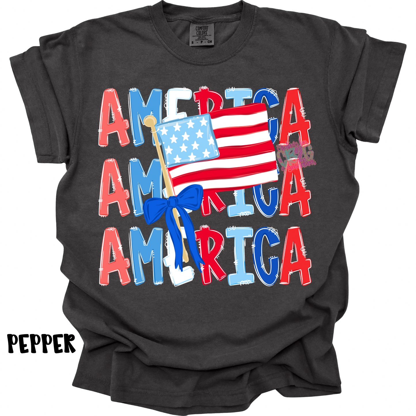 AMERICA RWB STACKED WITH FLAG PREORDER
