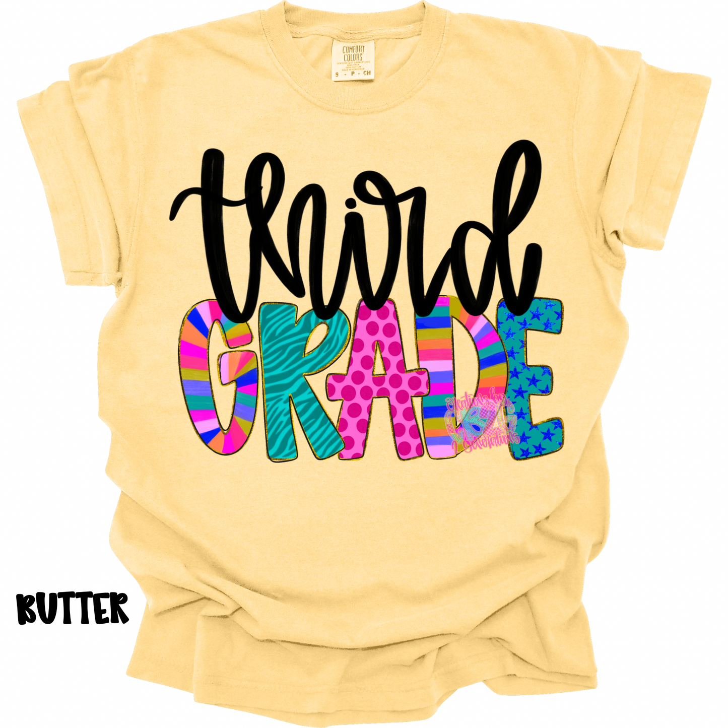 THIRD GRADE COLORFUL PATTERNS BLACK CURSIVE PREORDER (YOUTH)