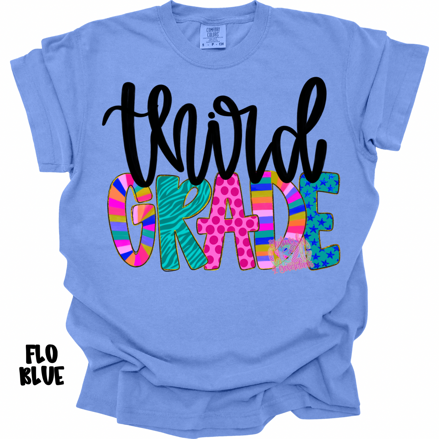 THIRD GRADE COLORFUL PATTERNS BLACK CURSIVE PREORDER (YOUTH)