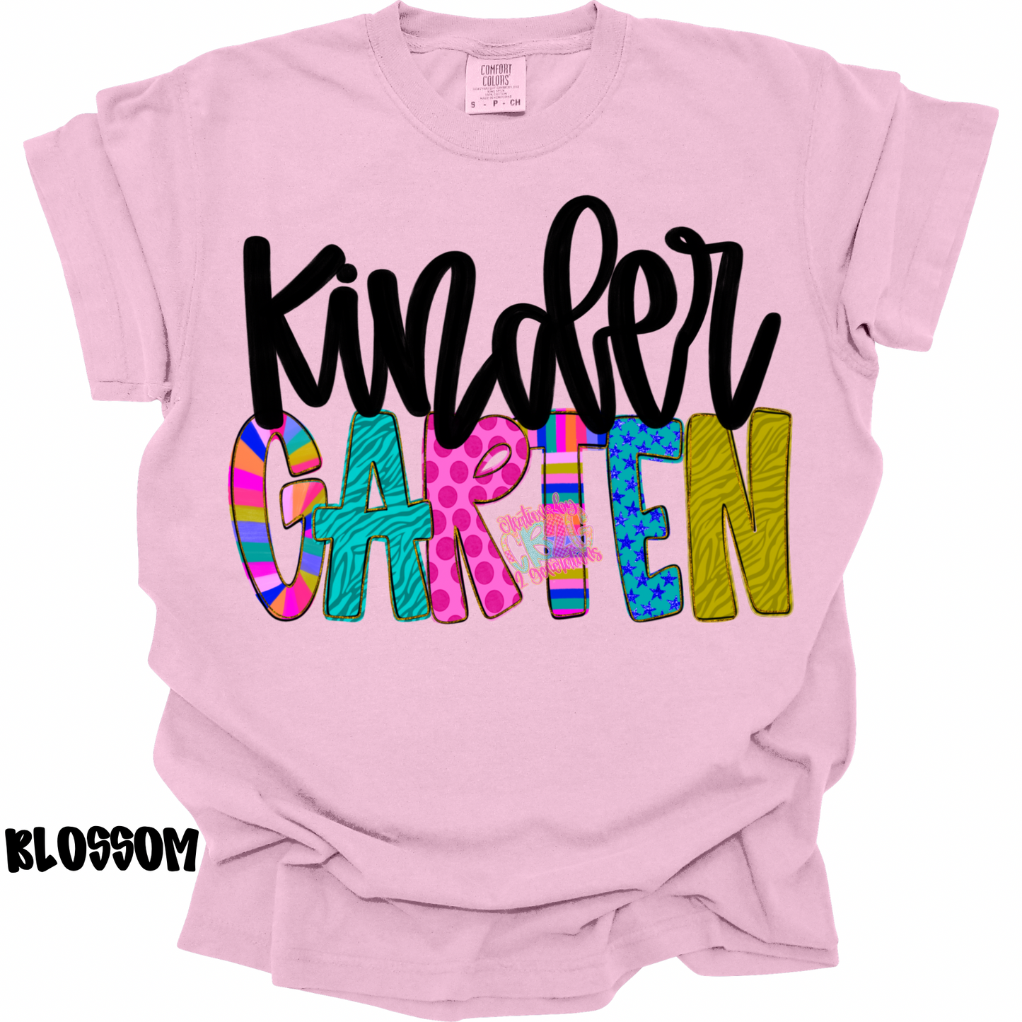 KINDERGARTEN COLORFUL PATTERNS BLACK CURSIVE PREORDER (YOUTH)