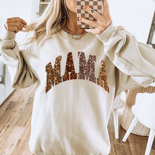 MAMA FAUX SEQUINS SHADES OF BROWN PRINT