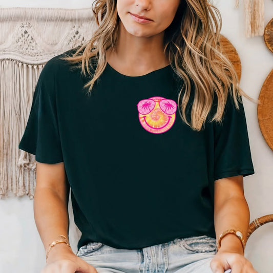 PINK AND ORANGE TIE DYE SMILEY FACE (POCKET SIZE)